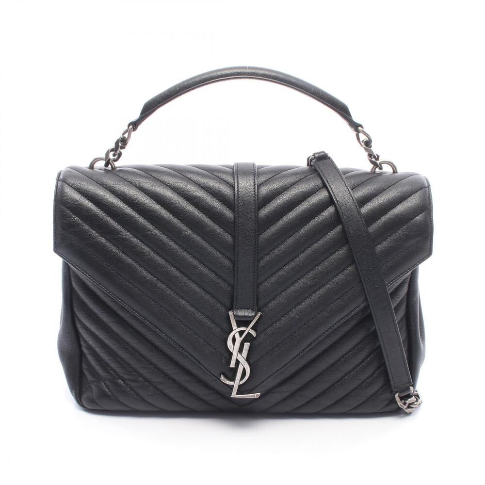 Saint Laurent Paris College Handbag Leather Black
